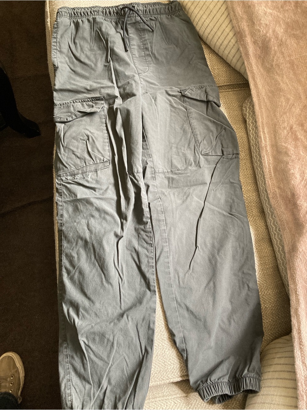 Boy’s Gray Cargo Jogger Pants - Elastic Waist & Cuffs